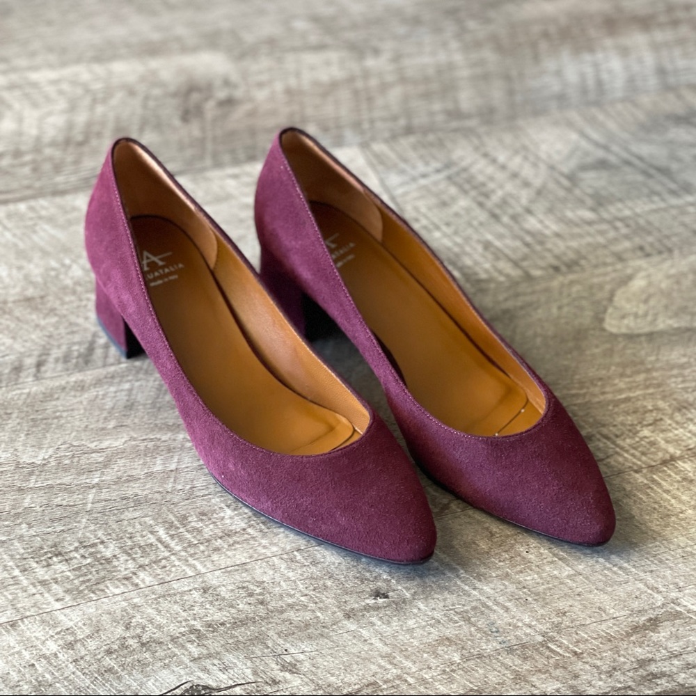 AQUATALIA Phoebe Pasha Suede Block Heel Pumps Size 7